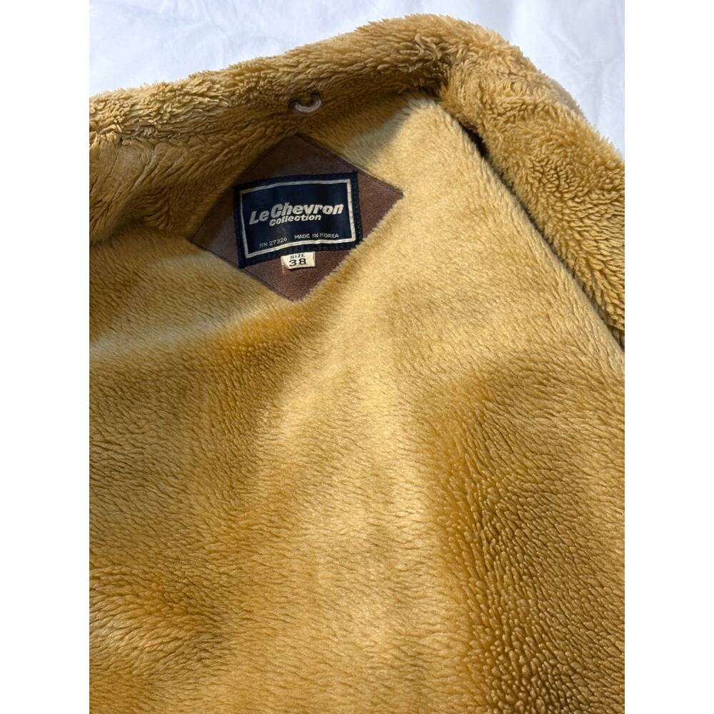 Vintage Brown Leather Faux Shearling Ranch Coat Men’s 38 - Picture 9 of 9